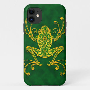 Verwickelter goldener grüner Baum-Frosch iPhone 11 Hülle