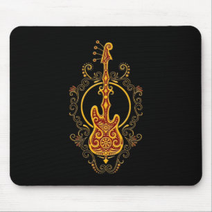 Verwickelter goldener roter Bass-Gitarren-Entwurf Mousepad