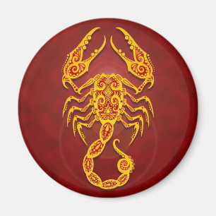 Verwickelter goldener roter Stammes- Skorpion Magnet