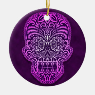Verwickelter lila Zuckerschädel Keramikornament