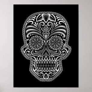 Verwickelter raffinierter Zucker-Schädel auf Poster