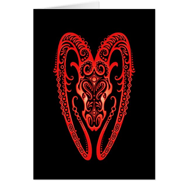 Verwickelter roter Widder-Tierkreis auf Schwarzem (Vorne)