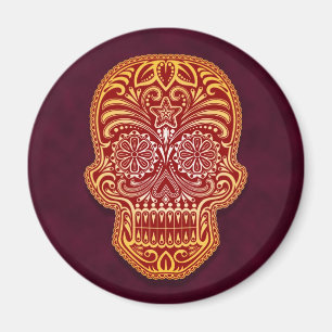 Verwickelter roter Zuckerschädel Magnet