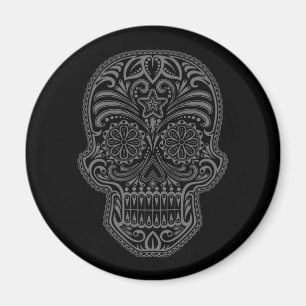 Verwickelter schwarzer Zuckerschädel Magnet