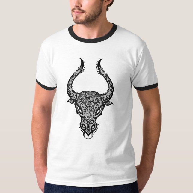 Verwickelter Stammes- Stier T-Shirt (Vorderseite)