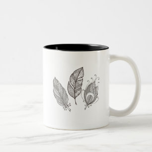 Verwickeltes Feder-Gekritzel Zweifarbige Tasse