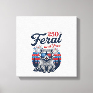 Verwilberte 250 und freie Waschbär-patriotische Ve Leinwanddruck