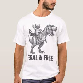 Verwilderter und freier Waschbär reitet einen T-Re T-Shirt