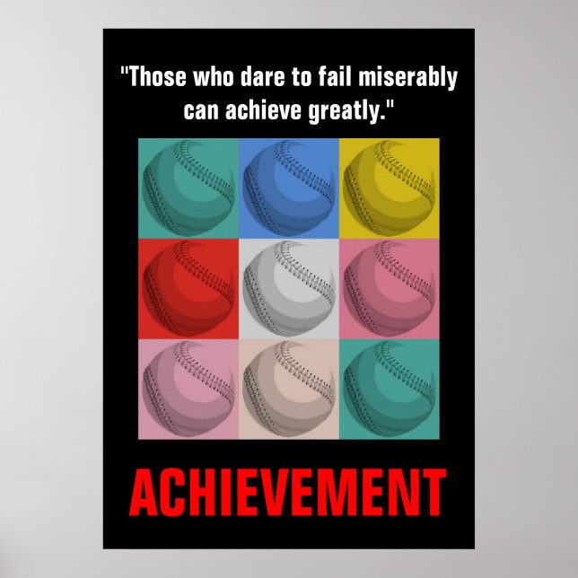 Verwirklichung Baseball Inspiration Motivierend Poster (Vorne)