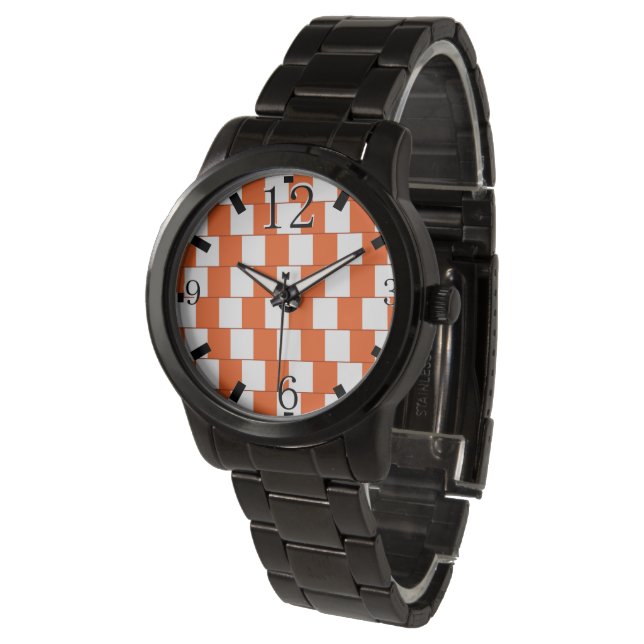 Verwirrende Linien Orange Armbanduhr (Schrägansicht)