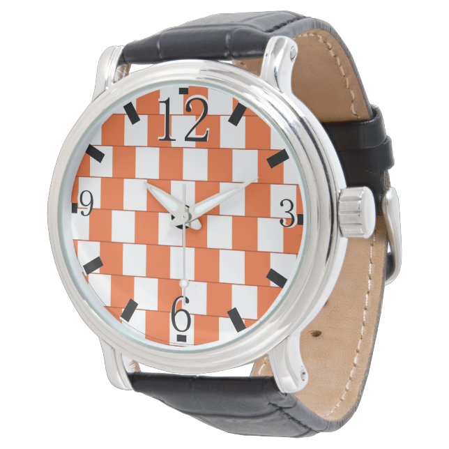 Verwirrende Linien Orange Armbanduhr (Schrägansicht)