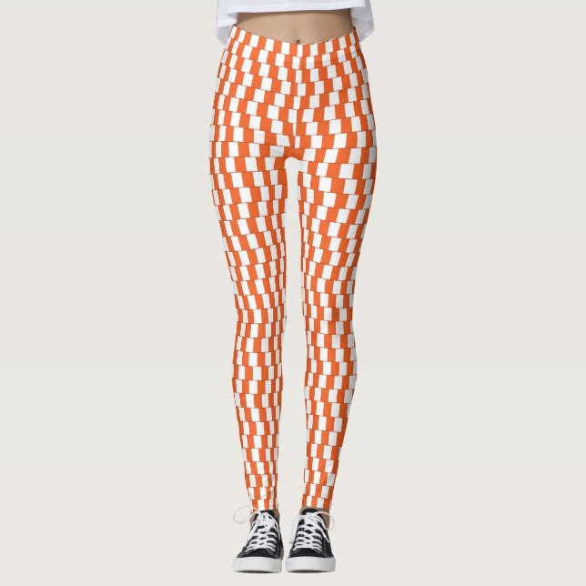 Verwirrende Linien Orange Leggings (Vorderseite)