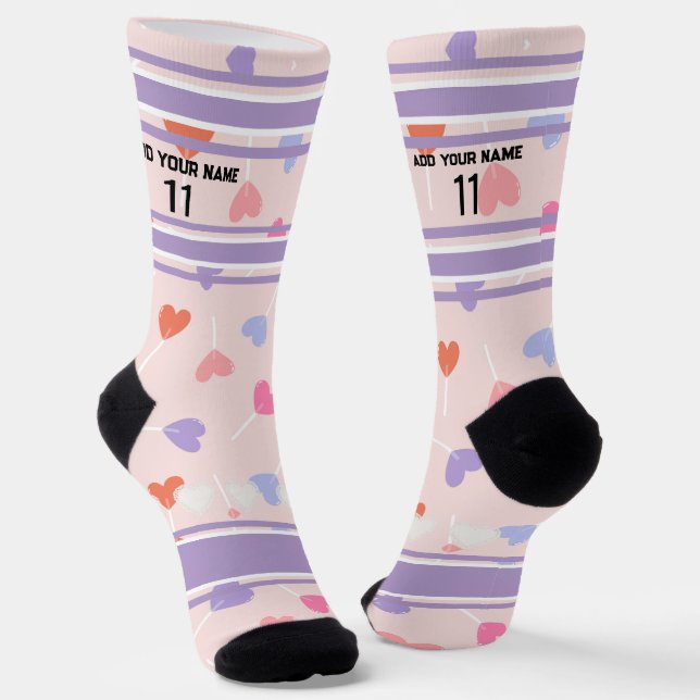 Verwirrende Name Nummer Herz Socken (Gewinkelt)