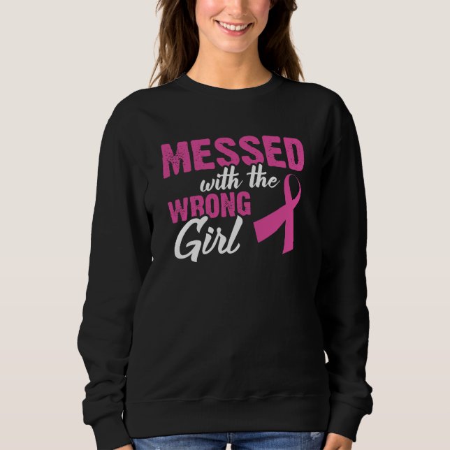 Verwirrt mit dem falschen Mädchen-Brustkrebs Sweatshirt (Vorderseite)