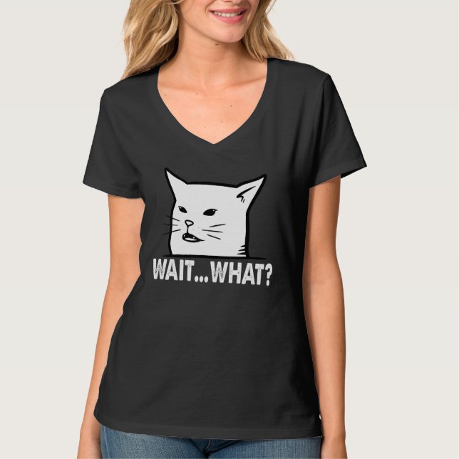 Verwirrte Katze - Warten T-Shirt (Vorderseite)