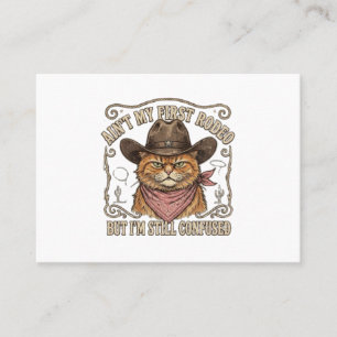 Verwirrter Cowboy-Katzen-Rodeo Telefonnummerkarte