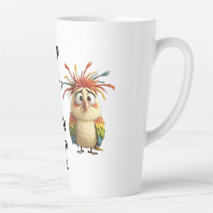 Verwirrter Federball – Bunter Cartoon-Vogel Milchtasse