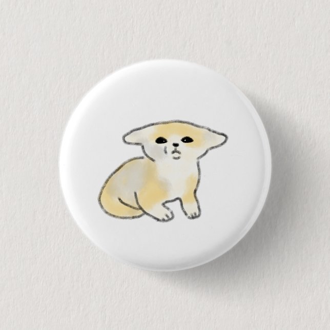 Verwirrter Fennek Fuchs Wasserfarben-Geschenk Button (Vorderseite)