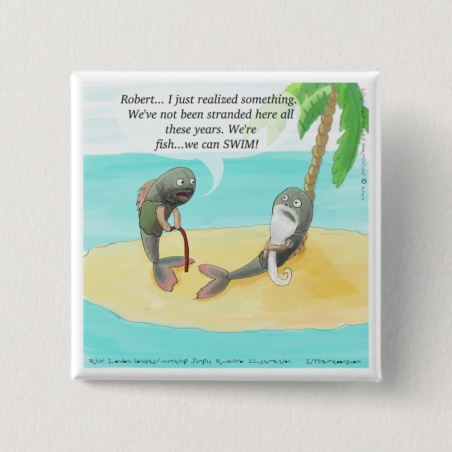 Verwirrter Fisch Funny Button (Vorderseite)