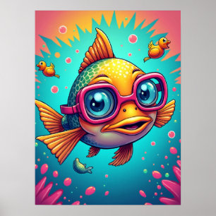 Verwirrter Fisch im Schwimmen Schluchten - Funny P Poster
