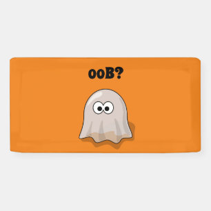 Verwirrter Geist sagt "Oob?" Lustiger Halloween-Ca Banner