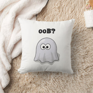 Verwirrter Geist sagt "Oob?" Lustiger Halloween-Ca Kissen