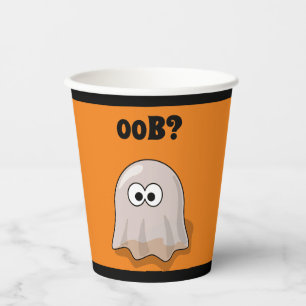 Verwirrter Geist sagt "Oob?" Lustiger Halloween-Ca Pappbecher