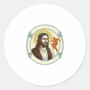 Verwirrter Jesus Viraler Tanztrend Silhouette Vide Runder Aufkleber