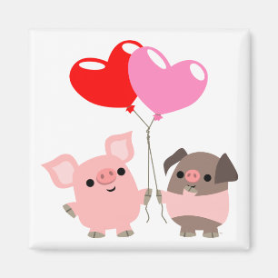 Verwirrter Magnet der Herz-(Cartoon-Schweine)