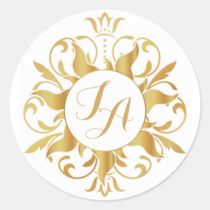Verwirrter Sun-Monogramm-Aufkleber Runder Aufkleber