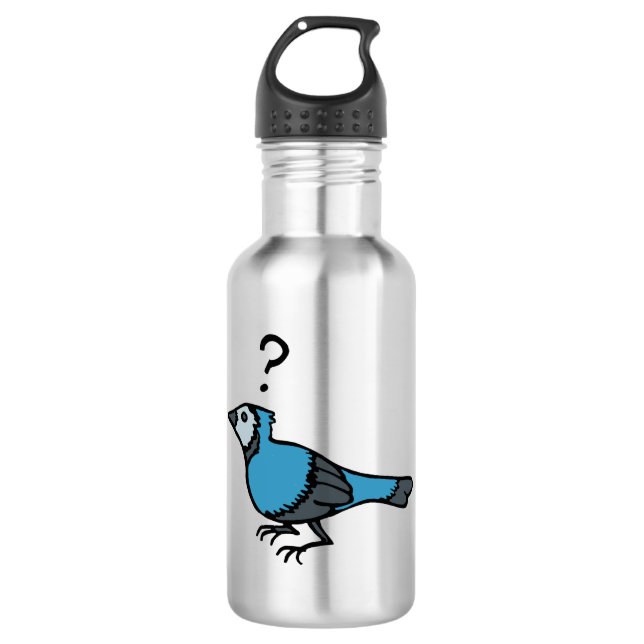 Verwirrter Vogel Edelstahlflasche (Vorderseite)