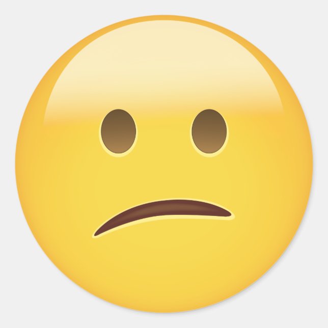 Verwirrtes Gesicht Emoji Runder Aufkleber (Vorderseite)