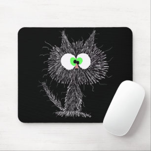 Verwirrtes Katzenschwarz Mousepad