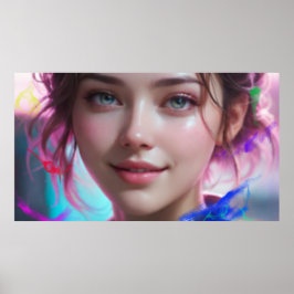 Verwischtes Mädchen  Lächelndes Mädchenporträt Poster