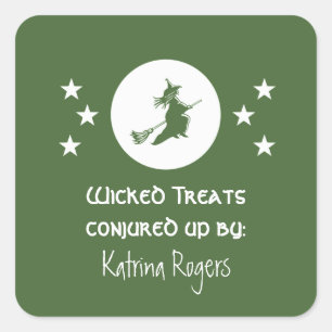 Verwitschern von Halloween-Backetiketten, Grün Quadratischer Aufkleber