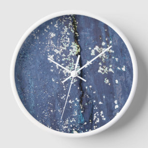 Verwitterte blaue Malerei abstrakt Mauspad Uhr
