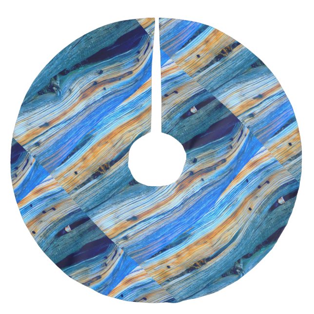 verwitterte blaue Stallplatten Polyester Weihnachtsbaumdecke (Vorderseite)
