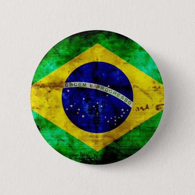 Verwitterte Brasilien-Flagge Button (Vorderseite)