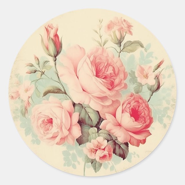 Verwitterte Dekorationen, rosa Shabby Chic Runder Aufkleber (Vorderseite)