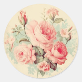Verwitterte Dekorationen, rosa Shabby Chic Runder Aufkleber