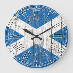 Verwitterte Flagge von Schottland Große Wanduhr