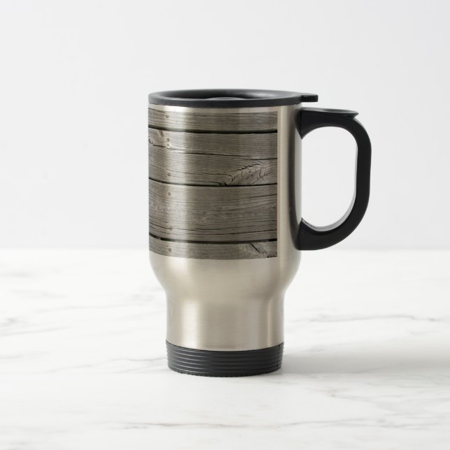 Verwitterte hölzerne Reise-Tasse Reisebecher (Rechts)