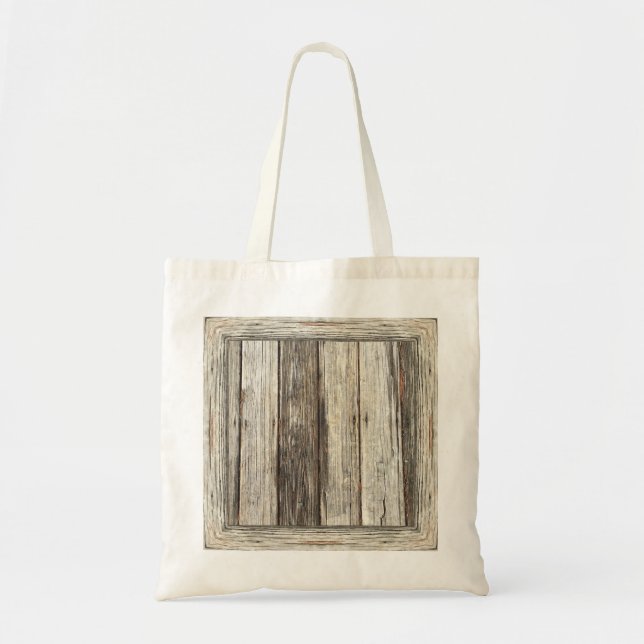 "Verwitterte hölzerne" Taschen-Tasche: Wählen Sie Tragetasche (Vorne)