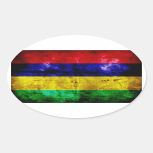 Verwitterte Mauritius-Flagge Ovaler Aufkleber