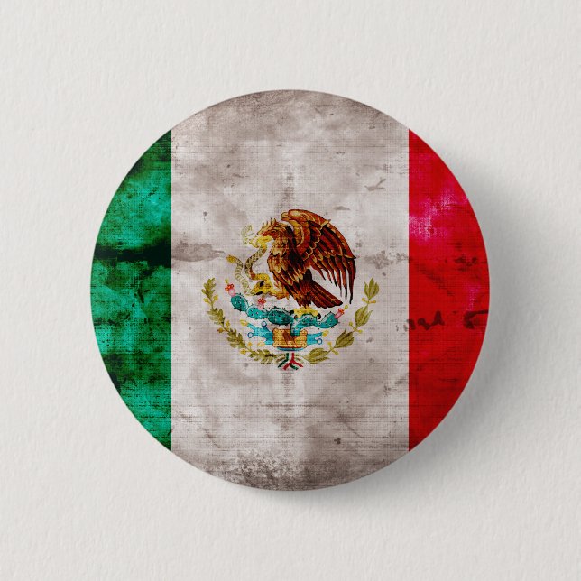 Verwitterte mexikanische Flagge Button (Vorderseite)