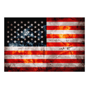 Verwitterte Vintage amerikanische Flagge Fotodruck