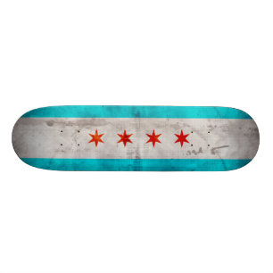 Verwitterte Vintage Chicago-Staats-Flagge Skateboard