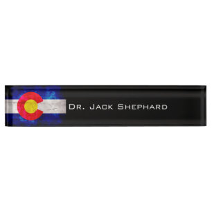 Verwitterte Vintage Colorado-Staats-Flagge Namensplakette