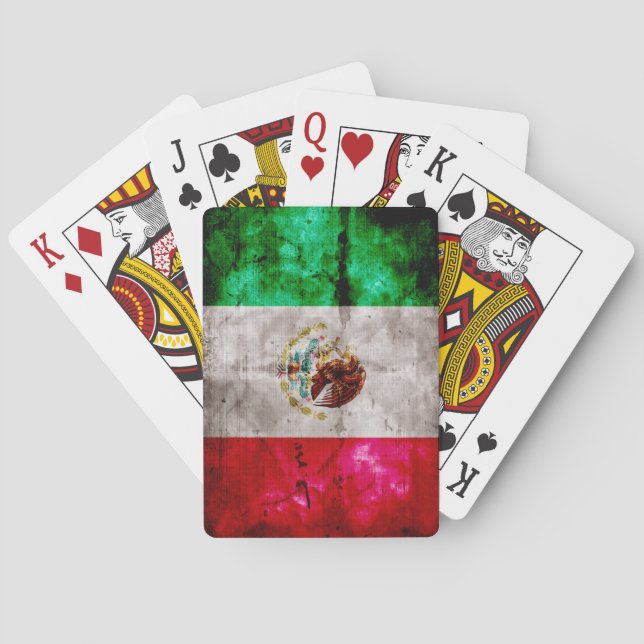 Verwitterte Vintage Mexiko-Flagge Spielkarten (Rückseite)