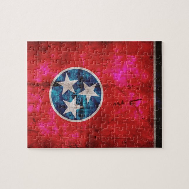 Verwitterte Vintage Tennessee-Staats-Flagge (Horizontal)